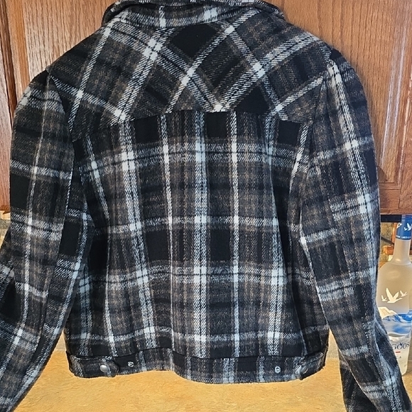 Plaid Black and Gray Women's Jacket - Picture 2 of 5
